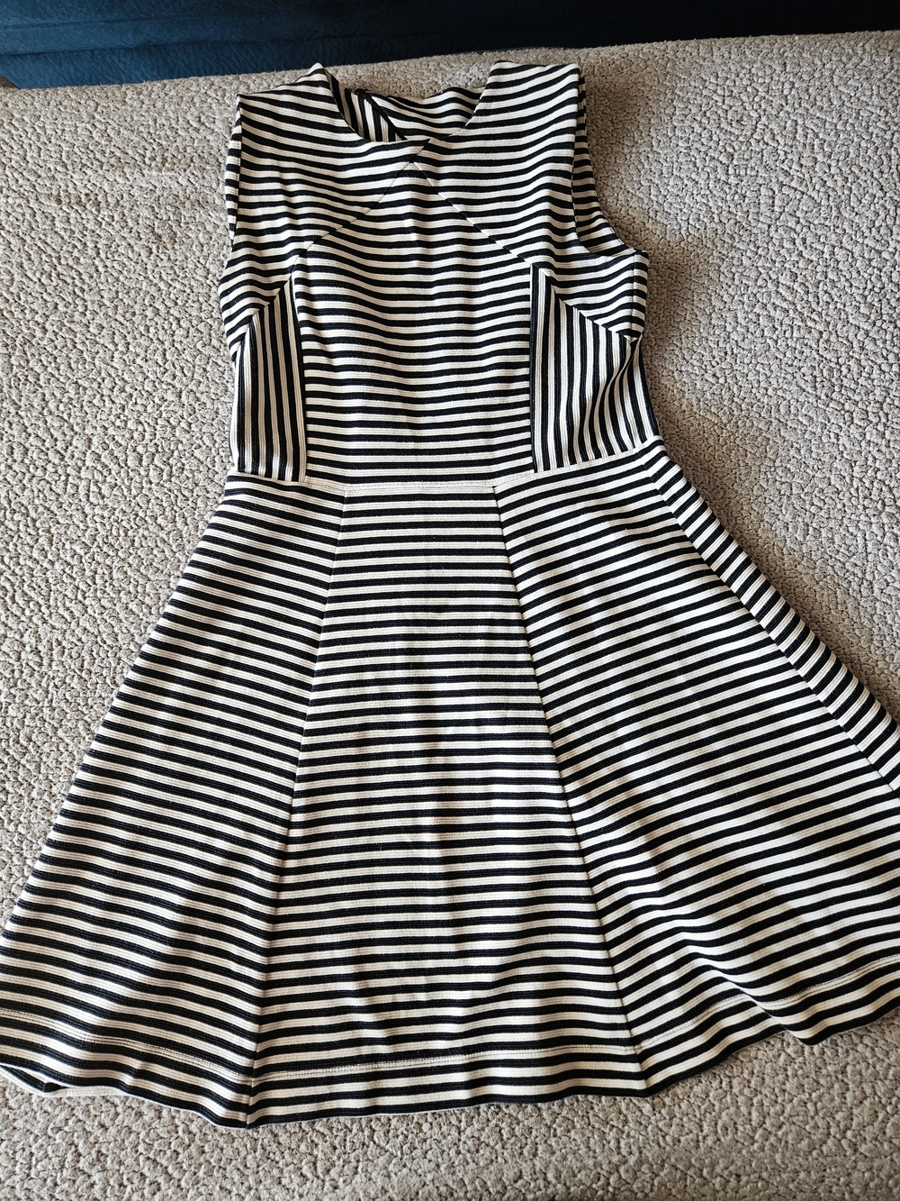 Black & White Striped Sleeveless Fit-and-Flare Dress